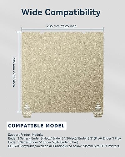 Double Side Textured PEI Sheet 235×235mm Double Textured Golden( With Notches)