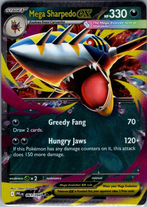 Mega Sharpedo ex Double Rare ME02: Phantasmal Flames 061/094 NM