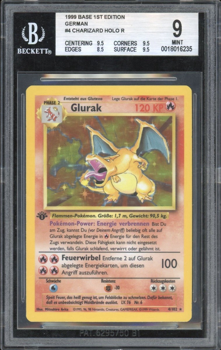 1999 Pokemon GERMAN 1st Edition Base Set Glurak-Charizard Holo 4