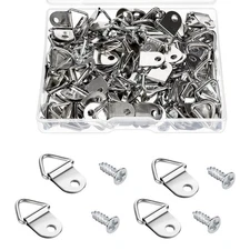 100Pcs D Rings Frame Hooks for Picture Hanging with Screws for Hard Walls New