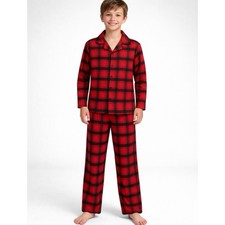 Wondershop Boys Red  Black Plaid Pajama Set Size Large 10/12 