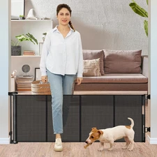 24 Inches Tall Retractable Baby Gates for Doorways, Short Dog Gates to Step Over