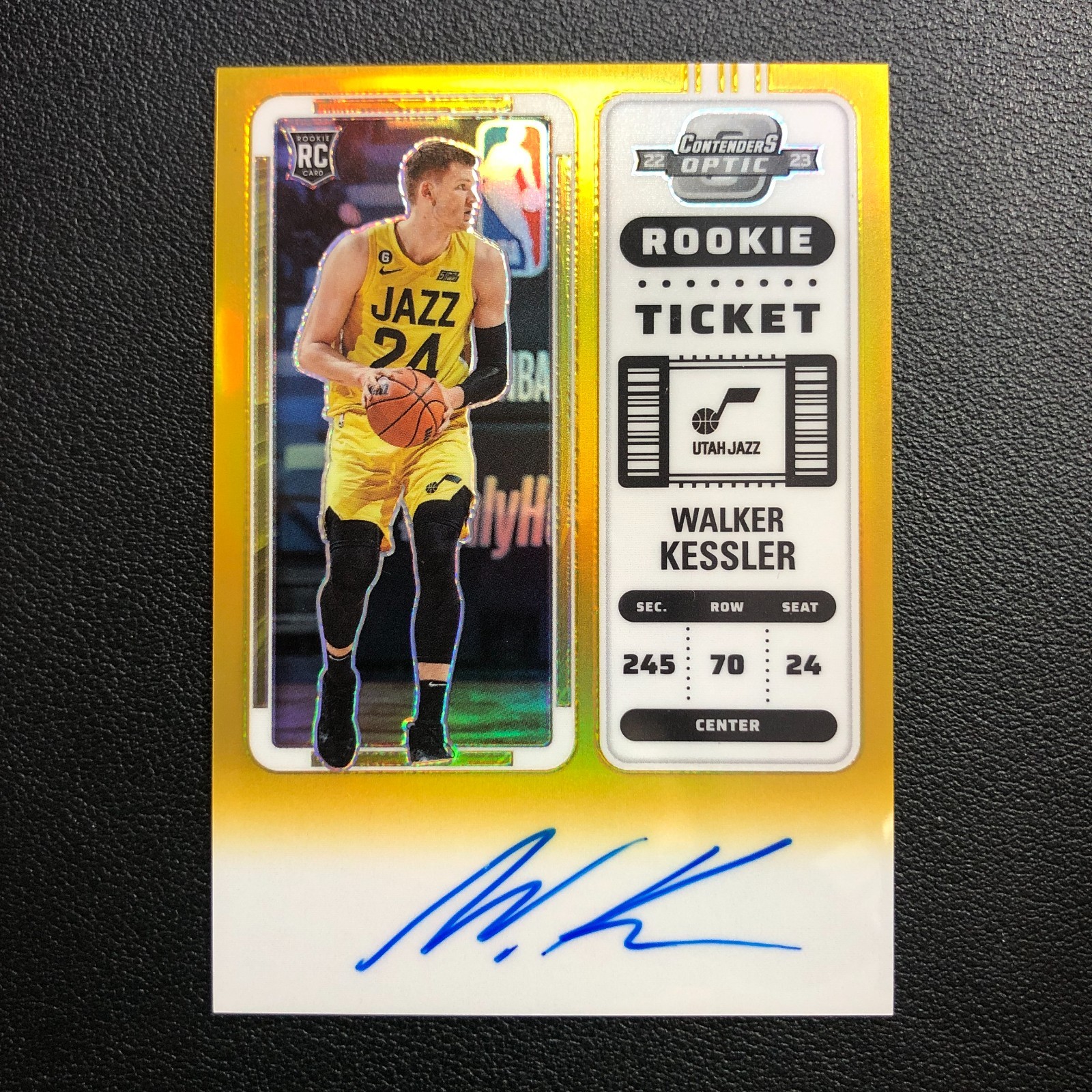 2022-23 Panini Contenders Optic RC Walker Kessler On Card Auto Gold /10 Jazz