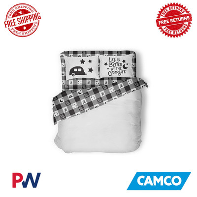 Camco LIBATC Premium RV King Bed Sheet Set Buffalo Plaid 53474