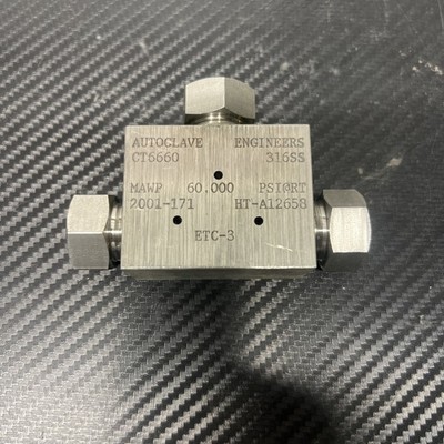 Parker CT6660 Autoclave Engineers Tee Coupling MAWP 60,000 PSI 316SS