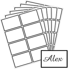 Plain Name Tag Stickers, 200 Pcs 3"x2" Black with Colorful Border, for Office, M