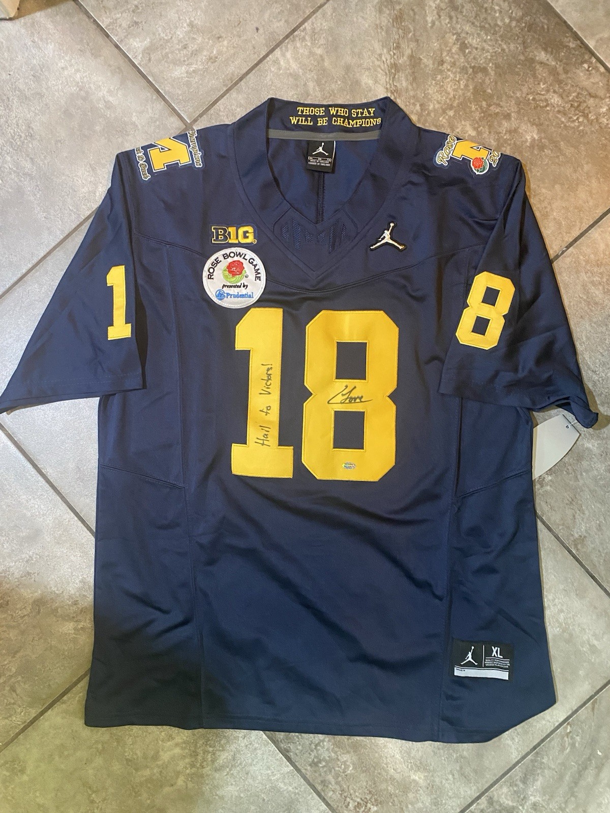 COLSTON LOVELAND Autographed Signed Michigan Wolverines MICHIGAN ROSE BOWL JERSEY HAIL TO VICTORS INSCRIBED COA 