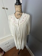 Vintage Lorraine Nightgown  Robe Set Sz White Satin  Lace Made In USA