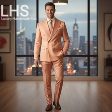 Peach color two piece luxury suit for men, models for catwalk, wedding, party