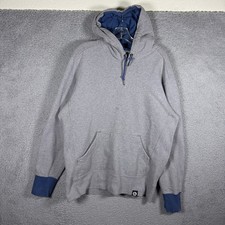 American Giant Mens Large Gray Blue Heavyweight Cotton Pullover Hoodie USA Made