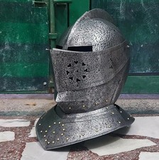18G Medieval Knight Close Helmet Steel Handmade Tournament LARP Armor