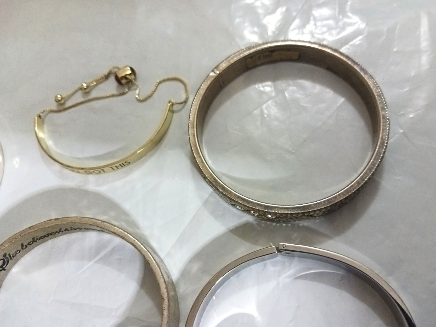Bracelets. silvertone goldtone, hinge, toggle, sl… - image 12