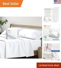 Luxury 100 Organic Cotton Percale Sheet Set - Twin Size, 3 Piece, White - Co...
