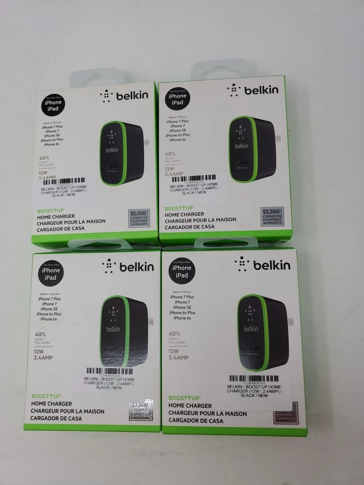 Lote 4X Cargador Belkin Boost Up Hogar y Pared 12W 2.4 Amp (F8J040ttBLK) Negro - Nuevo Foto 2 de 4