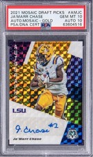 2021 Panini Mosaic Draft Picks Ja’marr Chase Autograph Rookie Gold PSA 10 Gem