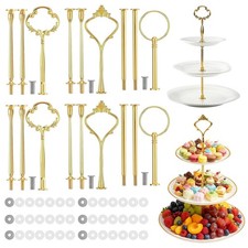 6 Sets 3 Tier Cake Stand Hardware Kit - Tiered Tray Plate Glod