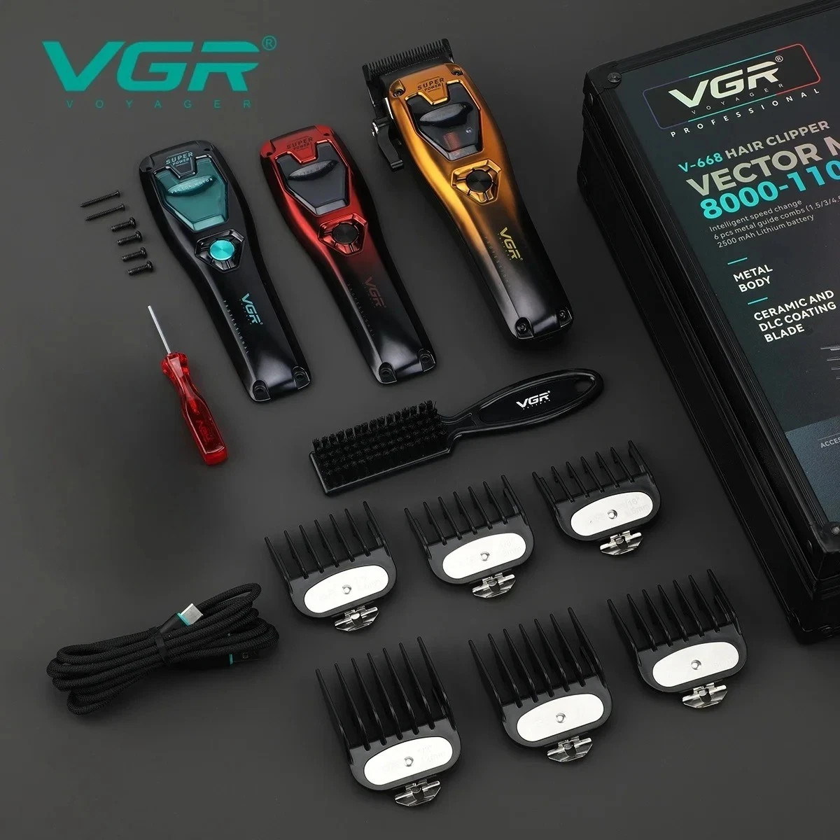 VGR V-668 Hair Clippers Professional 8000-11000 RPM Vector Motor