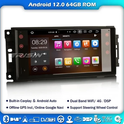 8-Kern Android 12 DAB Autoradio Jeep Compass Patriot Dodge Carplay DSP Navi 4G - Bild 1 von 4