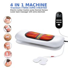 Electric Lumbar Traction with Heat Full Back Massager EMS TENS for Sciatica Pain