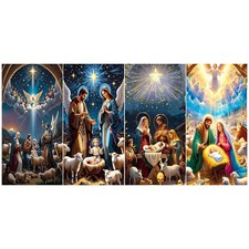 Christmas Front Door Cover Fabric Religious Nativity Scene Home Decor