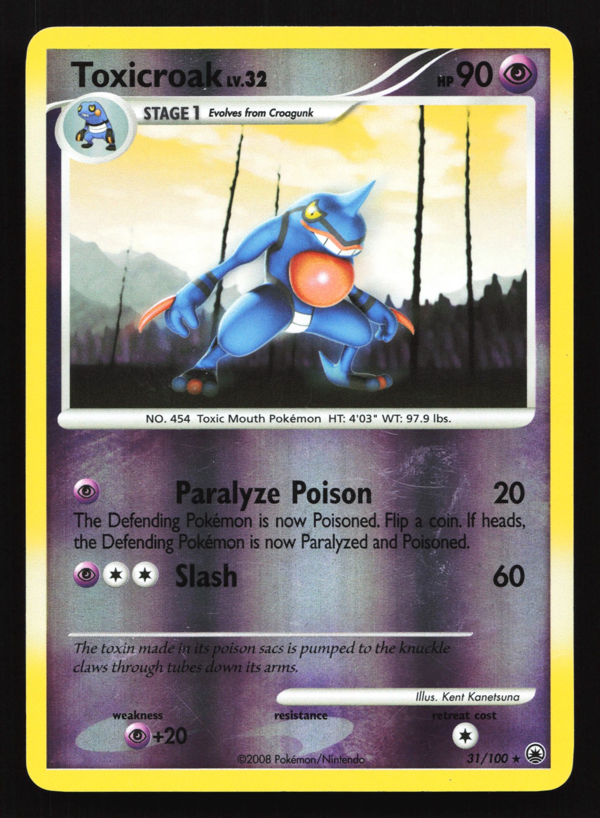 Toxicroak 31/100 Majestic Dawn Reverse Holo Rare Pokemon Card