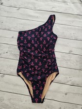 NWT J. CREW One-Piece One Shoulder Classic Sculpt Navy  Hot Pink Swimsuit S