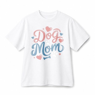 Unisex Dog Mom Cute Paw Print Heart Dog Lover Pet Parent Cotton Casual T-Shirt