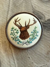 Antique DEER PINBACK  Celluloid Pinback Button Pin Original Great Cond  1 3/4"