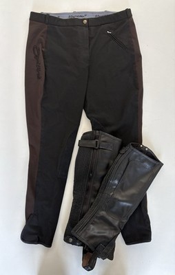 Reitsportset Equilibre Reithose Gr. 42 mit Vollbesatz + Steeds Mini-Chaps Leder