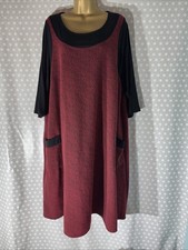 Womens Yours Plus Size Uk 22/24 Black/red Short Sleeve Casual Stretch Dress