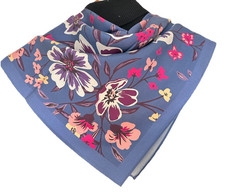 35"x35" Flowers Print Pure Mulberry Twill Silk 16momme Scarf 88x88cm5193