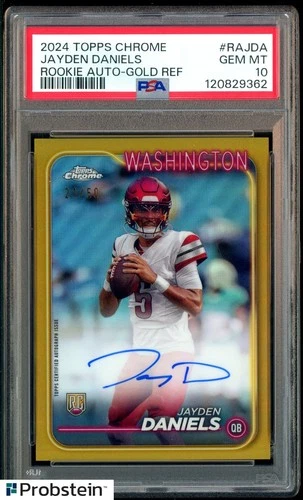 2024 Topps Chrome Gold Refractor Jayden Daniels RC Rookie AUTO 21/50 PSA 10