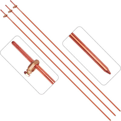 3 Pcs Grounding Rod with Copper Ground Rod Clamp 4Ft Electrical Grounding Bar fo