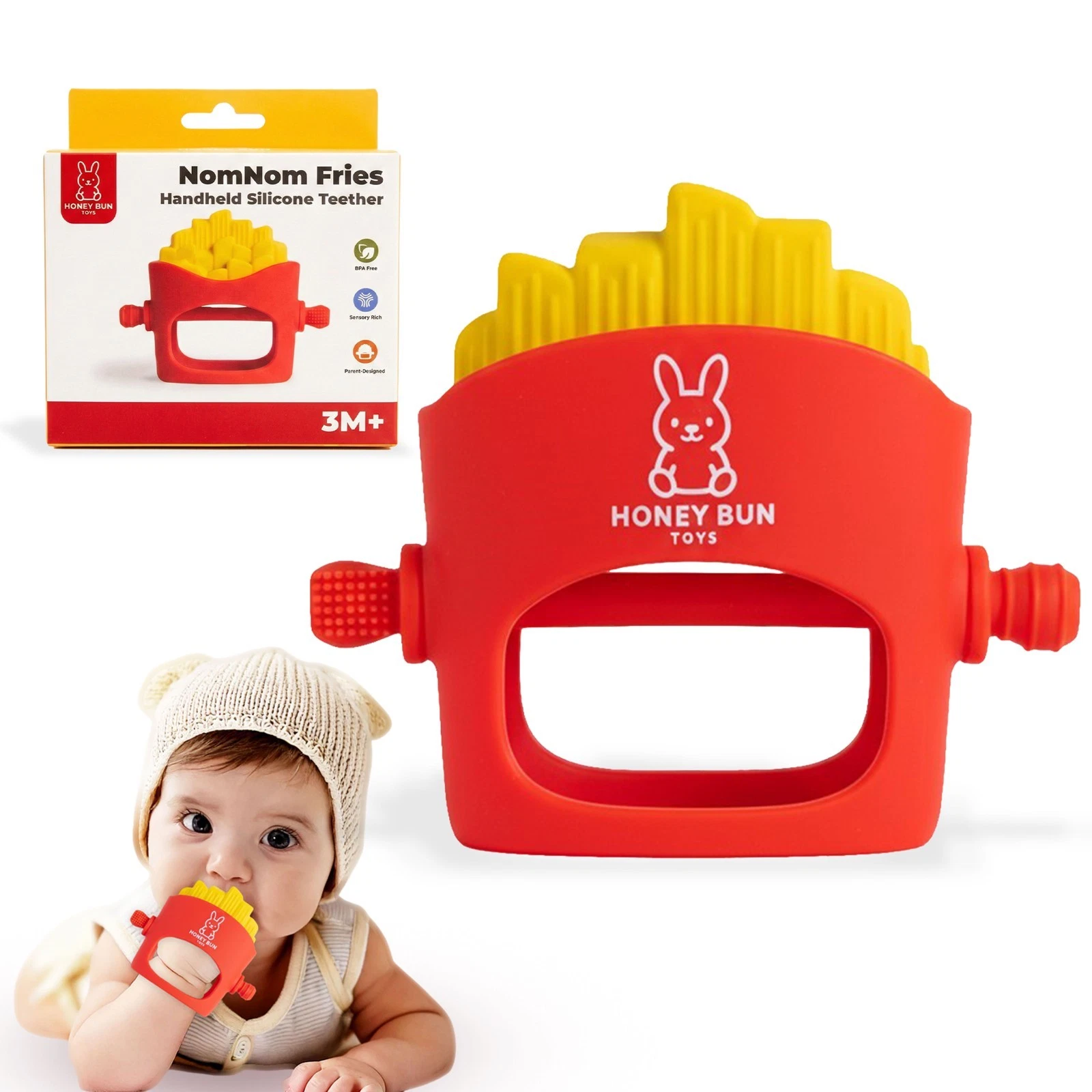 French Fries Baby Teething Toys, Parent-Designed by Honey Bun Toys
Opens in a new window or tab