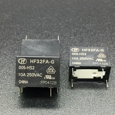 5pc Relay HF32FA-G-005-HS2 5VDC 4 feet 10A250VAC 2 type feet #ea