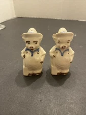 Vintage Farmer Pigs Salt & Pepper Shakers MF