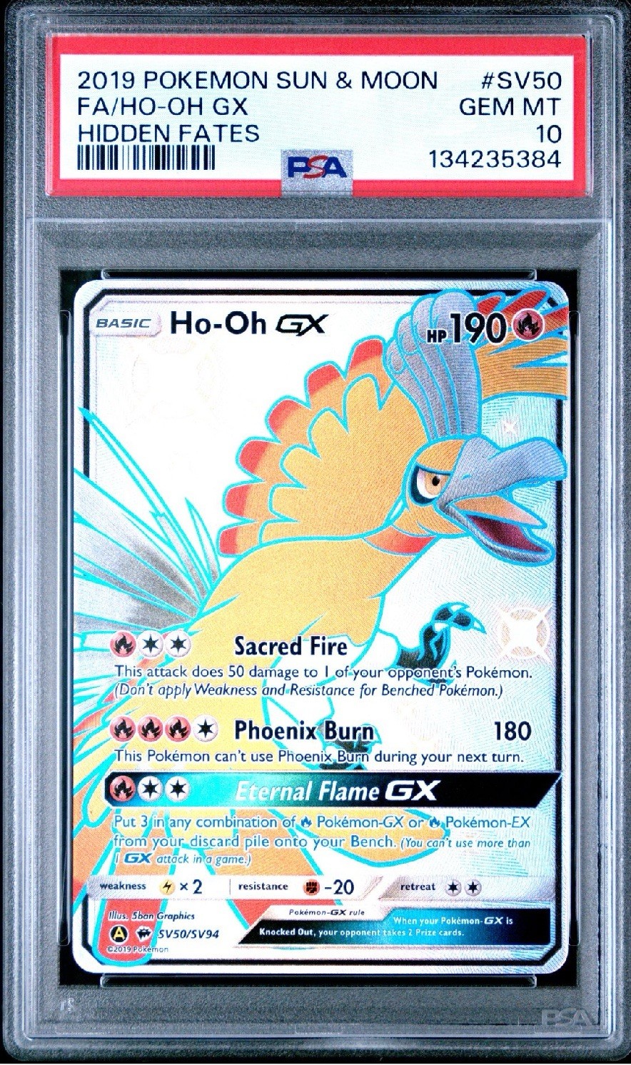 Pokémon TCG Ho-Oh GX SV50/SV94 Hidden Fates Shiny Holo PSA 10 Gem Mint