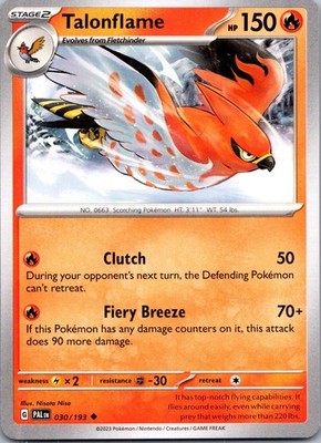 Talonflame 030/193 UC Paldea Evolved Pokemon Near Mint