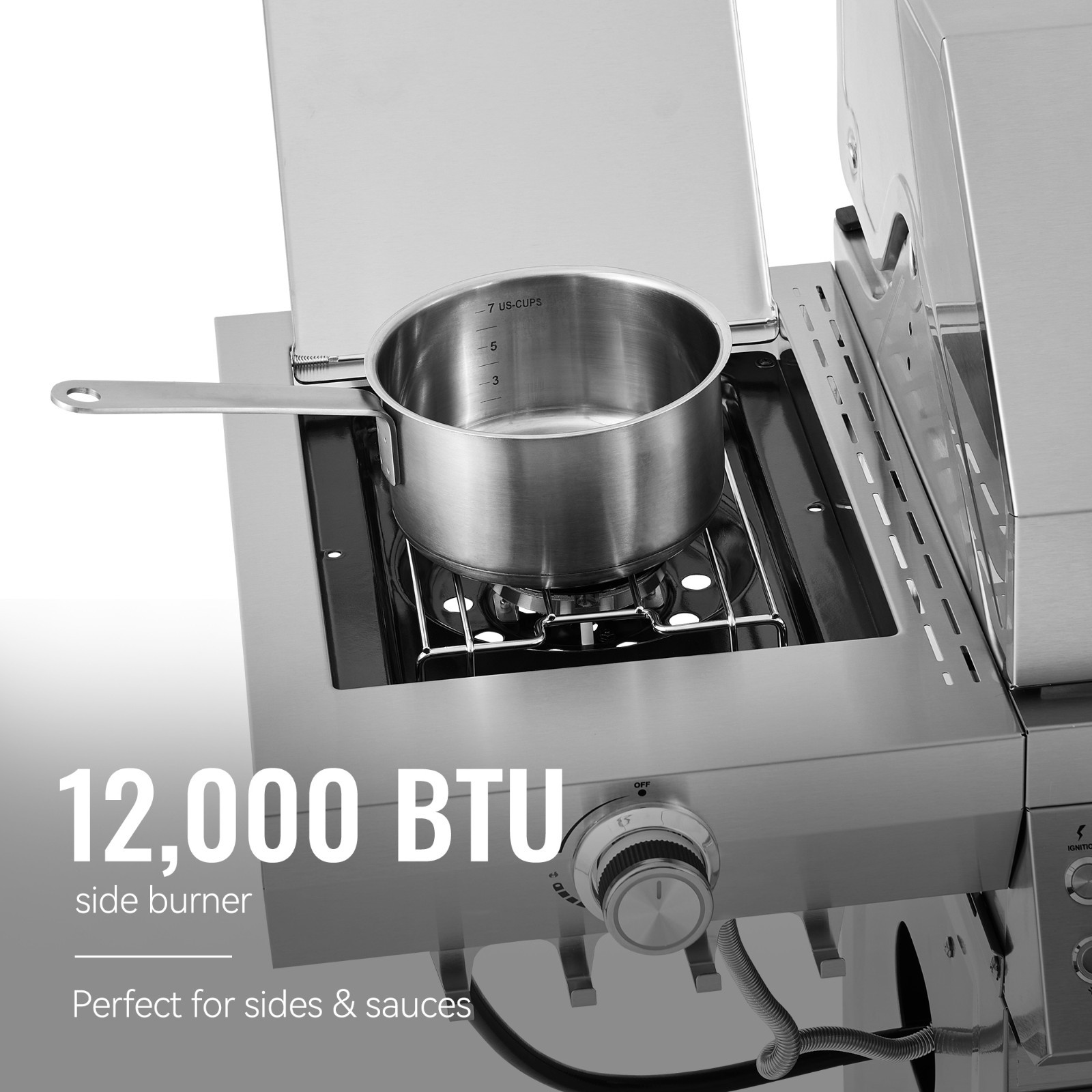 Royal Gourmet Deluxe  6-Burner Gas Grill, 96,000 BTU/Glass View Window,Silver