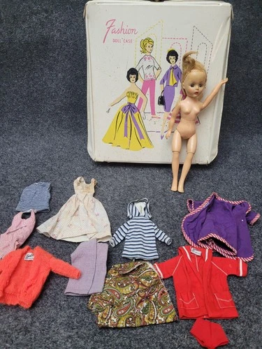 Vintage Barbie Doll Fashion Case Bundle With Mattel Clothes & Accessories Lot