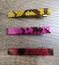 Multicolor Snake Skin Print Hair Clips Lot Of 3 Z22