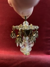 Vtg Miniature Dollhouse Metal Gold Brass Prism Ceiling Chandelier Light Decor D4