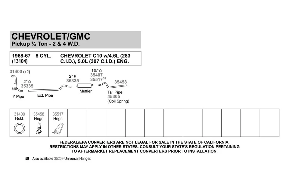 For Chevy Impala 58-64 Walker 35458 Steel-Rubber Silver-Black Exhaust Hanger Foto 2 de 4