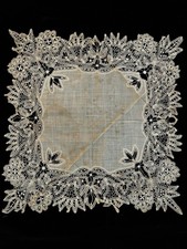 Antique Fine Lace Square Bridal Victorian Ivory Square Doily Needlepoint Bobbin