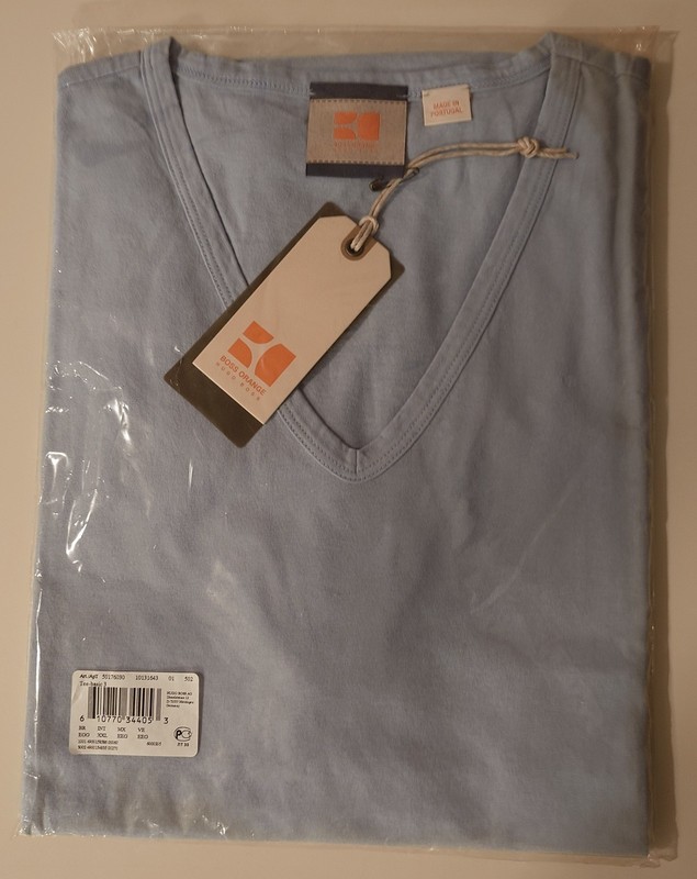 Hugo Boss Orange Lebel Designer Blue V-Neck Tee T-shirt XL