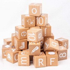 Wooden Blocks,ABC Building Blocks,Wooden Alphabet Baby Blocks,Counting  Buil...