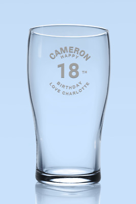 Personalised 18th Birthday Pint Glass, Free P&P