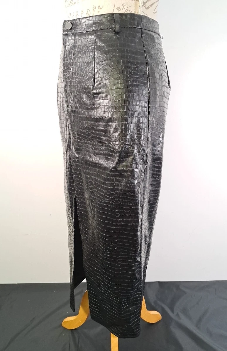 Missguided leather 2025 midi skirt