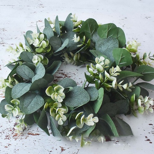 12'' Artificial Eucalyptus Wreath - Green Leaf Farmhouse Decor for Door & Home - Picture 6 of 10
