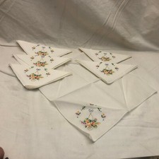 6 Vintage Ladies Handkerchief Hankies with Flowers in Multi-colors
